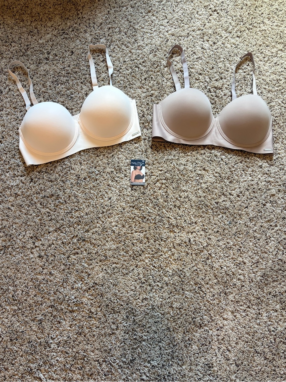 Nautica Light Beige Smooth T-Shirt Bras - Twin Pack